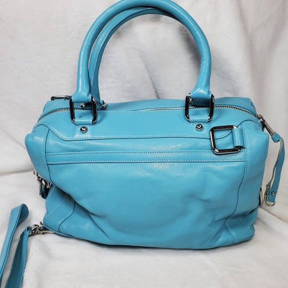 Rebecca Minkoff Mini MAB Purse Satchel Handbag Peacock Blue Leather Crossbody - Picture 3 of 8